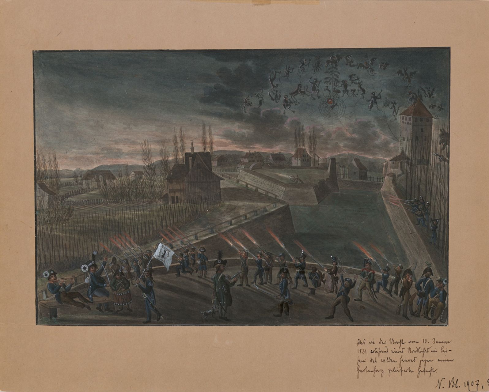 Toussaint, Peter - Malerei, Gefecht mit dem Gartenhag vom 10. Januar 1831