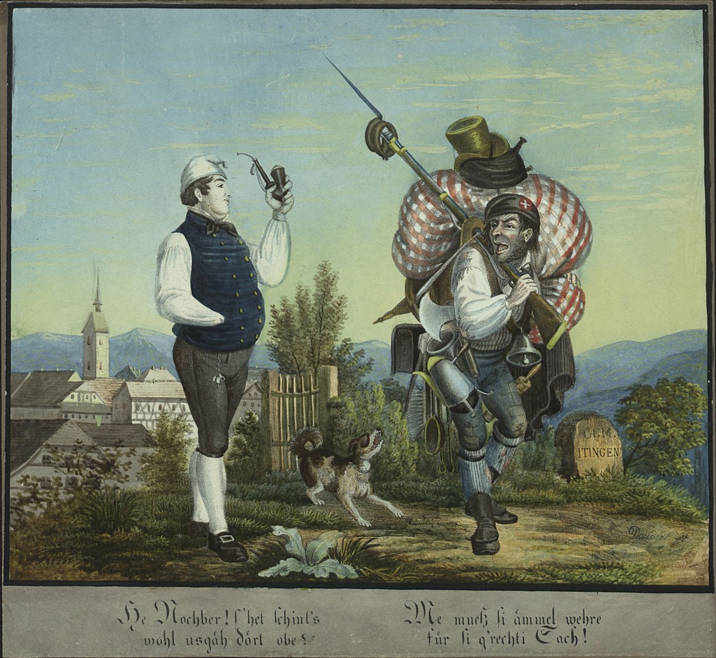 Doudiet, Adolphe - Druckgrafik, He Nochber!