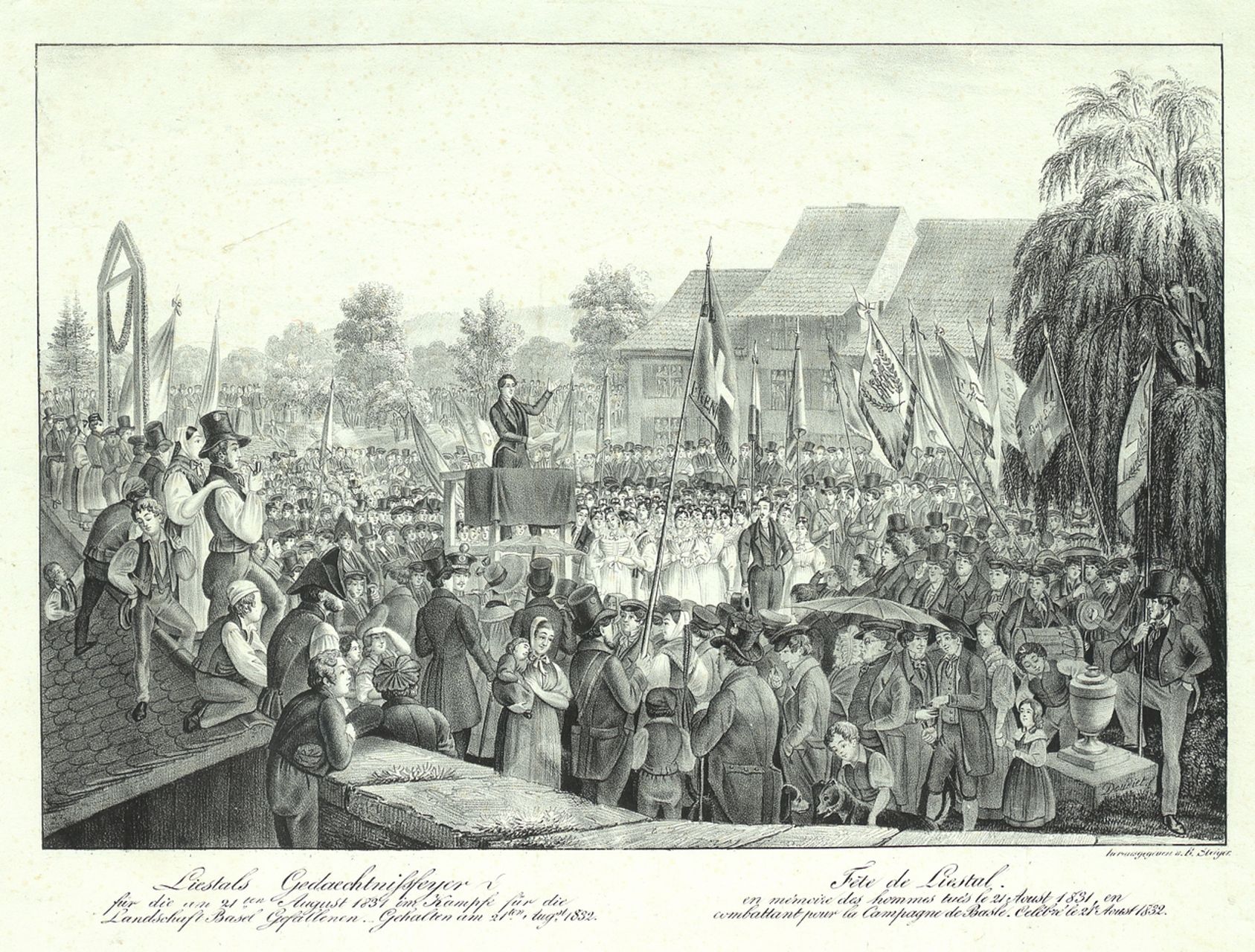 Doudiet, Adolphe - Druckgrafik, Liestals Gedächtnisfeier. Fête de Liestal.