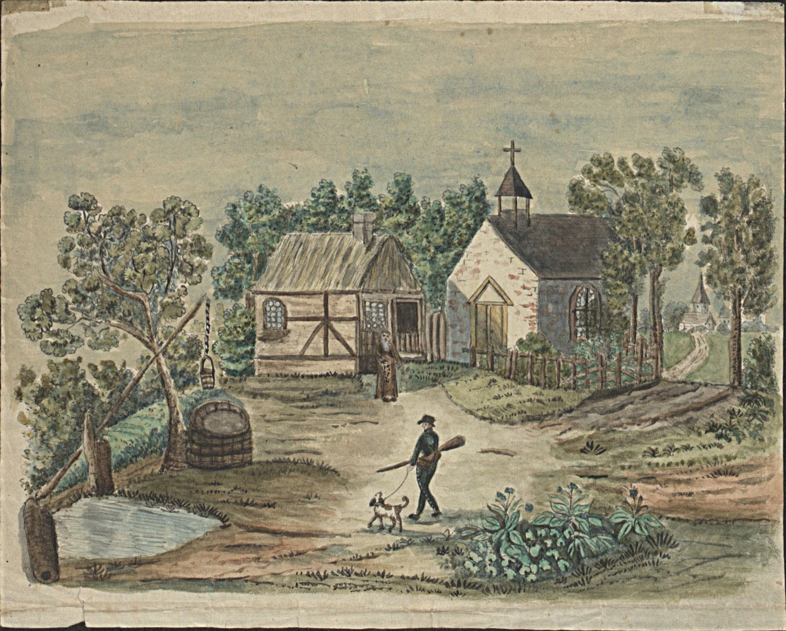 Bachofen, Matthias - Malerei, Kirche St. Romai und Einsiedelei bei Lauwil
