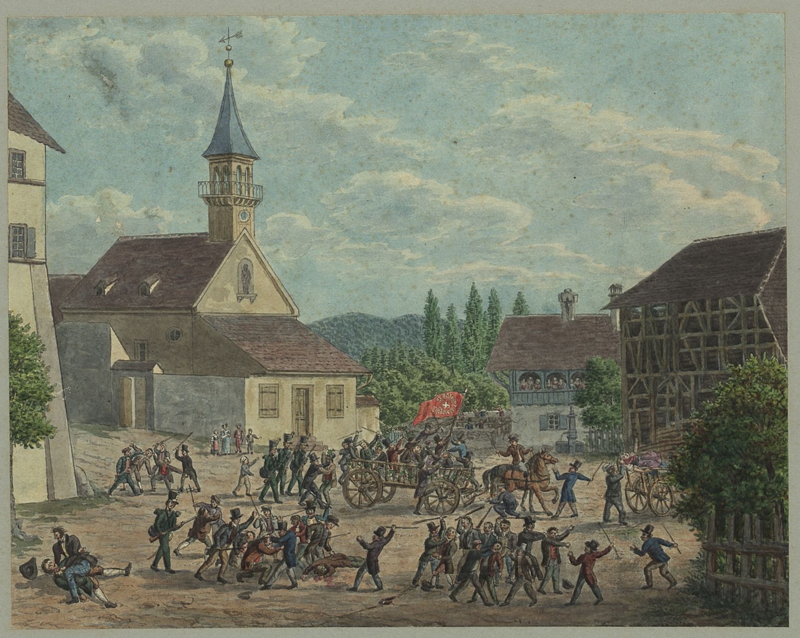 Anonymus - Malerei, Oberwiler Handel am 27. April 1834