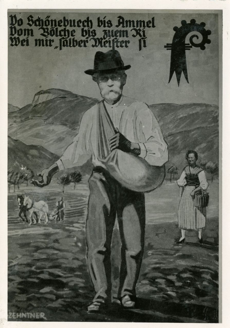 Zehntner, Albert Adolf - Druckgrafik, Baselbieter Bauer (Persiflage)