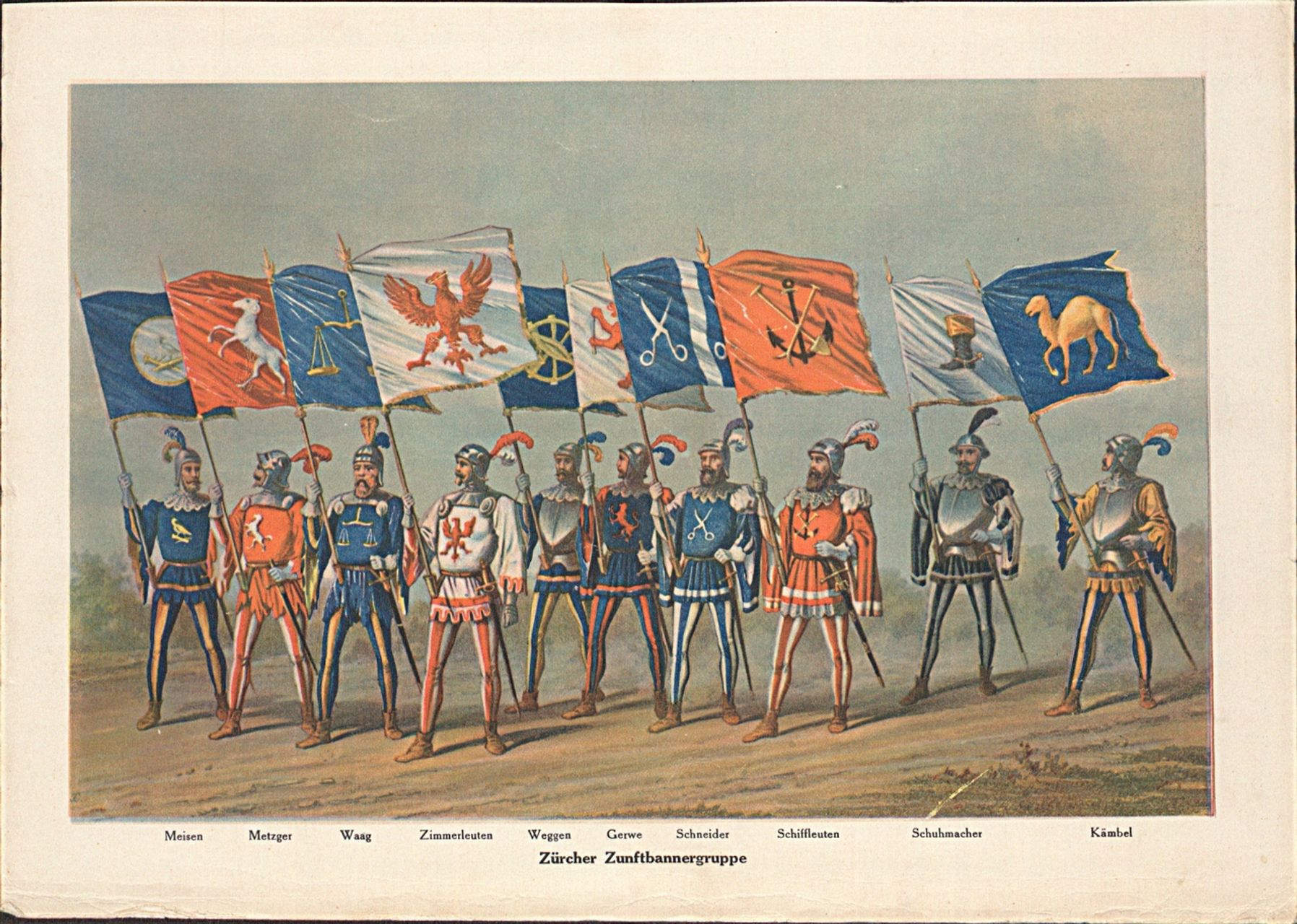 Jauslin, Karl - Druckgrafik, Zürcher Zunftbannergruppe.