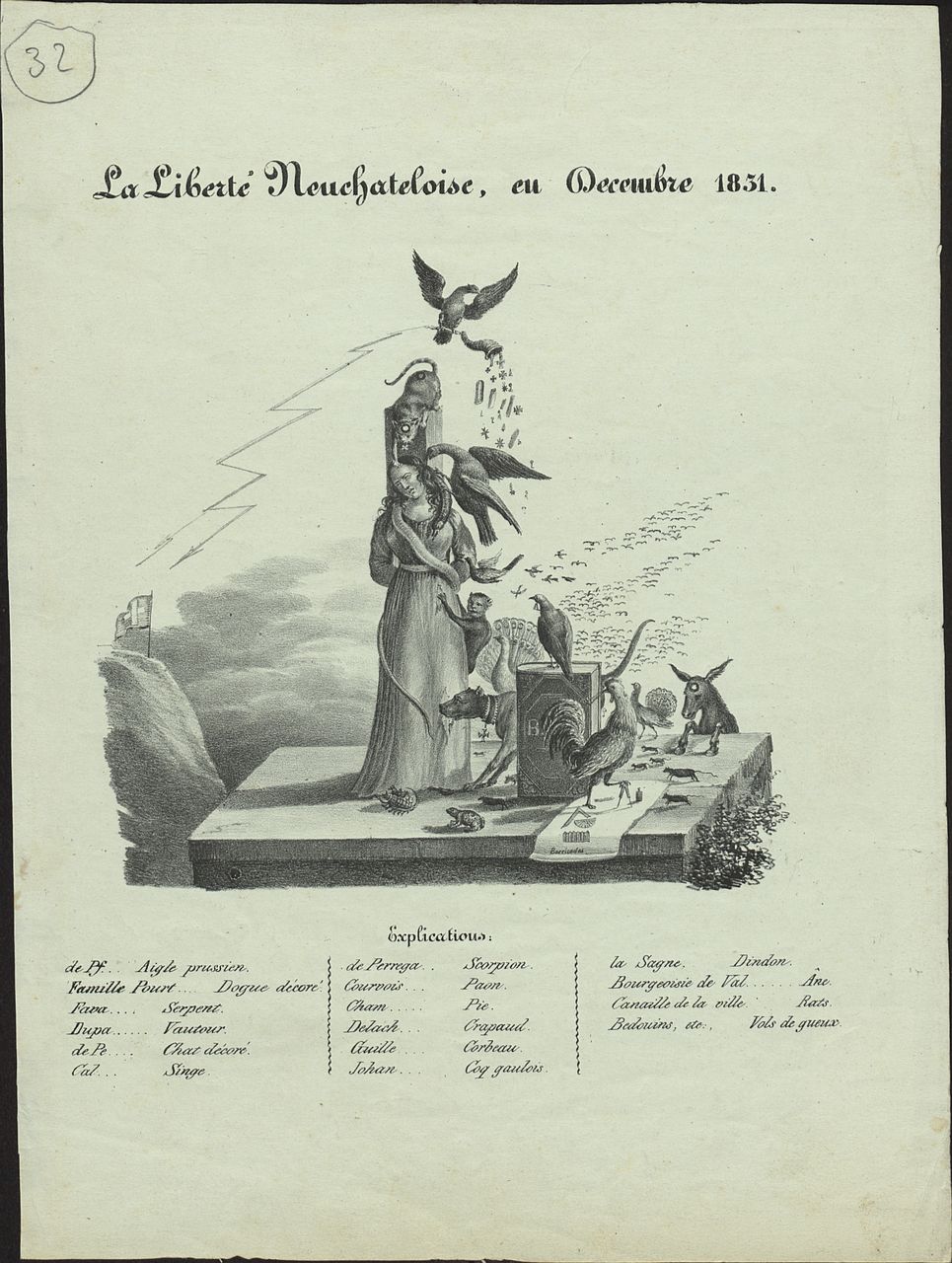 Anonymus - Druckgrafik, La Liberté Neuchateloise, en Decembre 1831.