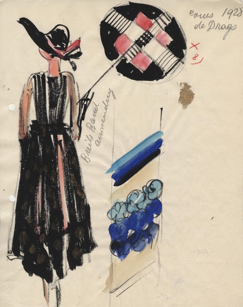 Modeskizze mit Dessinentwurf