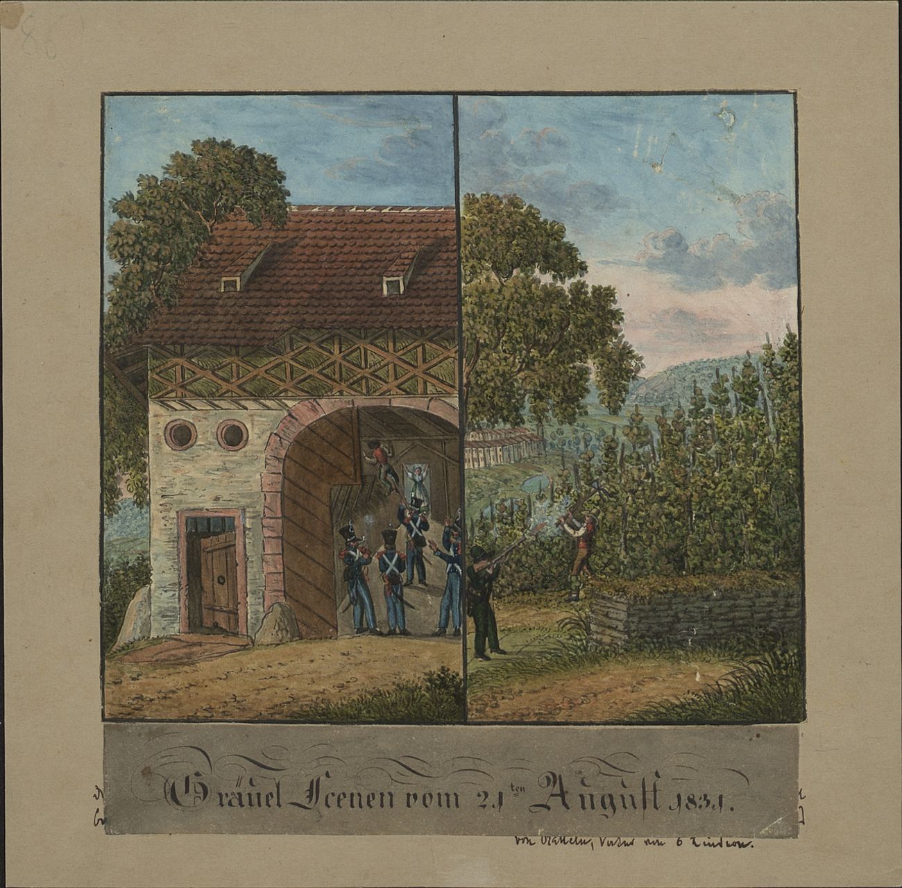 Anonymus - Malerei, Gräuel Scenen vom 12ten August 1831.