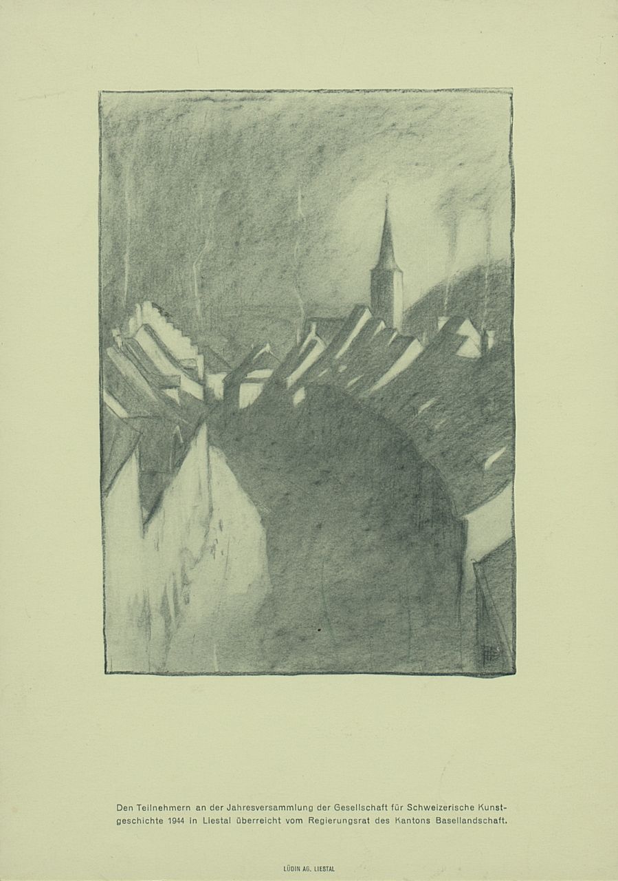 Plattner, Otto - Druckgrafik, Den Teilnehmern an der Jahresversammlung der Gesellschaft für Schweizerische Kunstgeschichte 1944 in Liestal überreicht vom Regierungsrat des Kantons Basellandschaft.