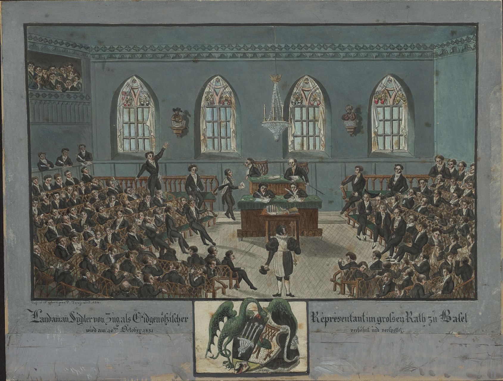 Toussaint, Peter - Malerei, Landammann Sydler von Zug als Eidgenössischer Réprésentant im grossen Rath zu Basel.