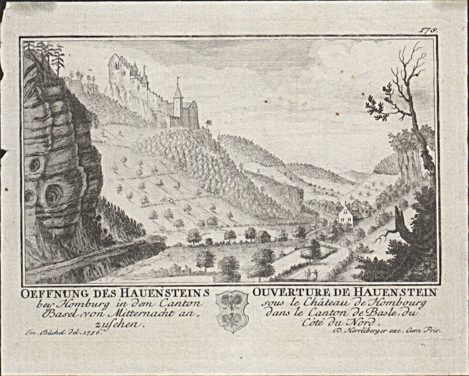 Büchel, Emanuel - Druckgrafik, Öffnung des Hauensteins. Ouverture de Hauenstein.