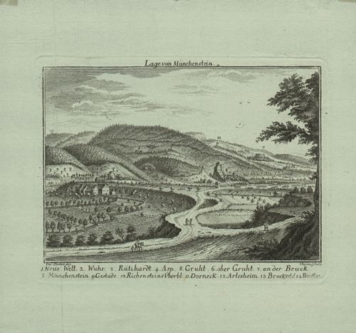 Büchel, Emanuel - Druckgrafik, Lage von Münchenstein.