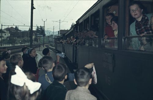 Fotografie, Elektrifizierungsfest der Waldenburgerbahn, Einfahrt in Liestal