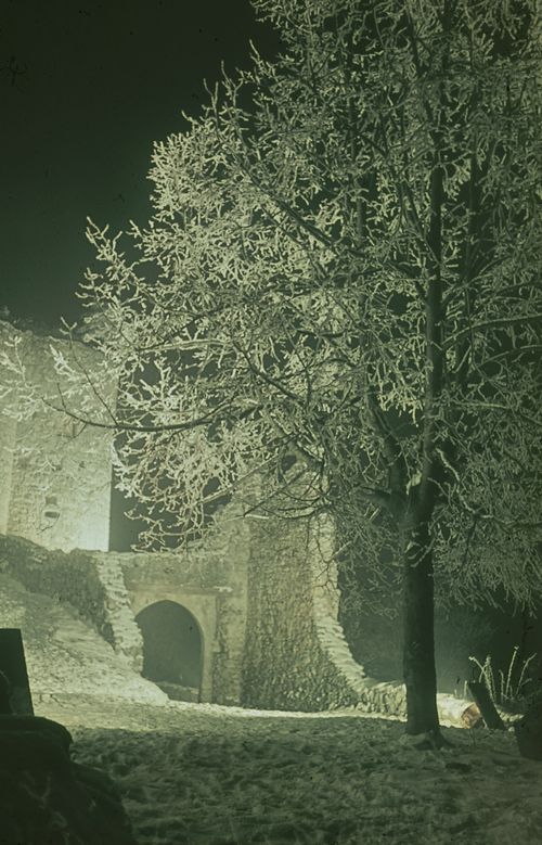 Fotografie, Dornach, Schloss Dorneck im Flutlicht
