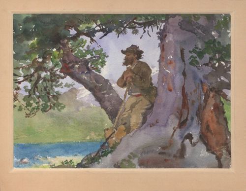 Breitenstein, Ernst - Malerei, Mann im Gebirge