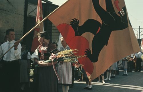 Fotografie, Liestal, Bauernkriegfeier, Fahnengruss Arisdorf 4