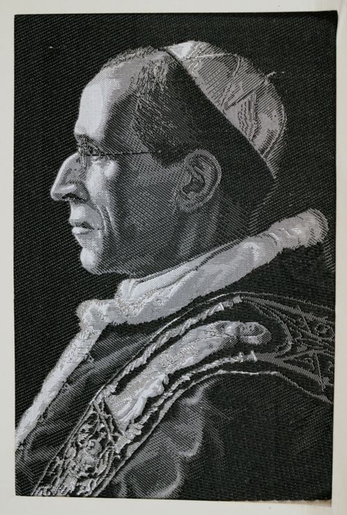 Seidenbild "Porträt Papst Pius P.P. XII"