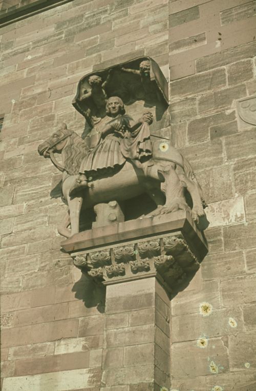 Fotografie, Basel, Münster, Statue St. Martin