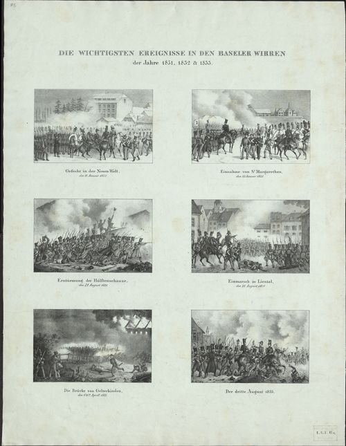 Hasler - Druckgrafik, Die wichtigsten Ereignisse in den Basler Wirren der Jahre 1831, 1832 & 1833.