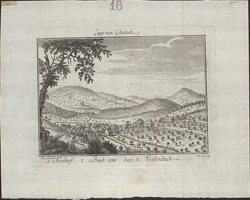 Büchel, Emanuel - Druckgrafik, Lage von Gibenach.