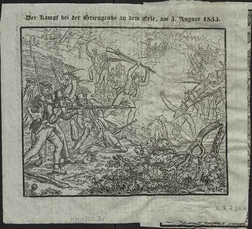 Disteli, Martin - Druckgrafik, Der Kampf bei der Griengrube an dem Erle, am 3. August 1833.