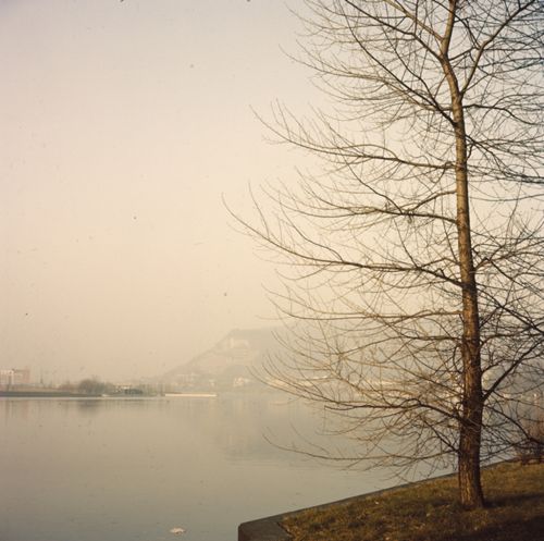 Fotografie, Birsfelden, Stimmung am Rhein gegen Grenzacherhorn