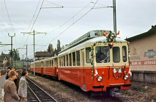 Fotografie, Elektrifizierungsfest der Waldenburgerbahn, Triebwagen Nr. 1
