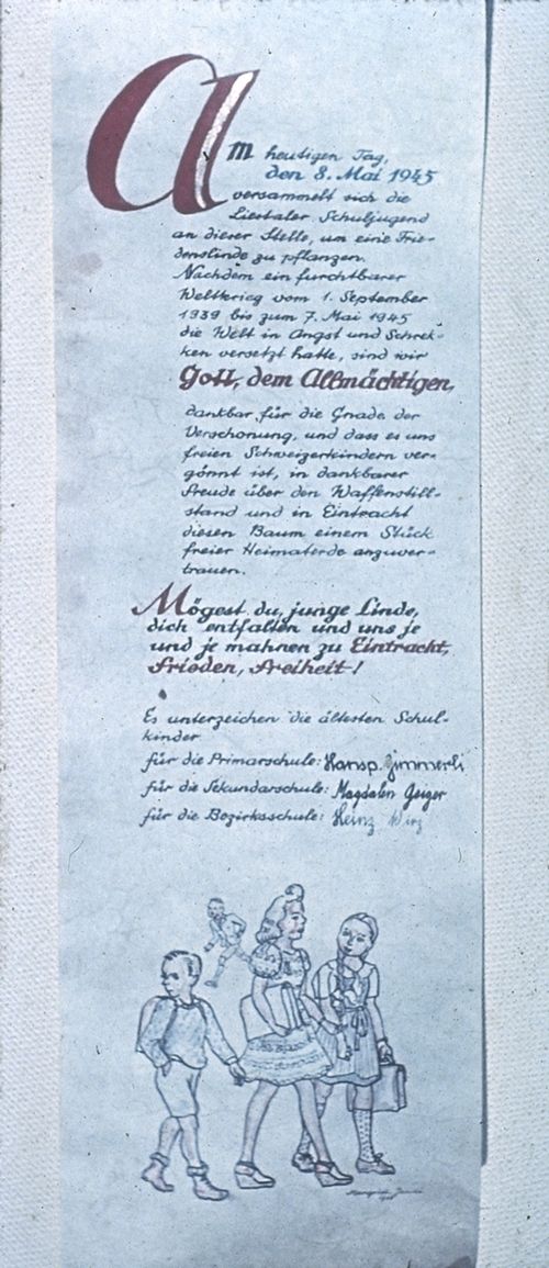 Fotografie, Liestal, Urkunde zur Friedenslinde