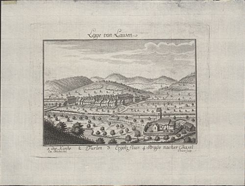 Büchel, Emanuel - Druckgrafik, Lage von Lausen.