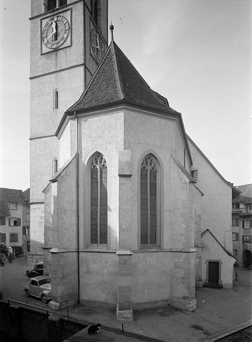 Fotografie, Liestal; reformierte Kirche, Chor Aussenansicht