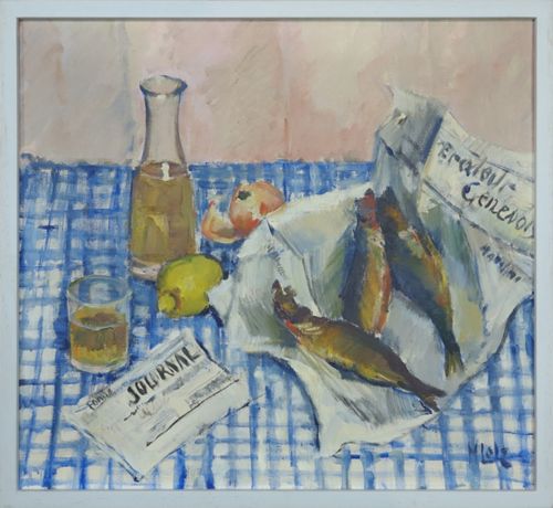 Lotz, Marie - Malerei, Stilleben mit Fischen