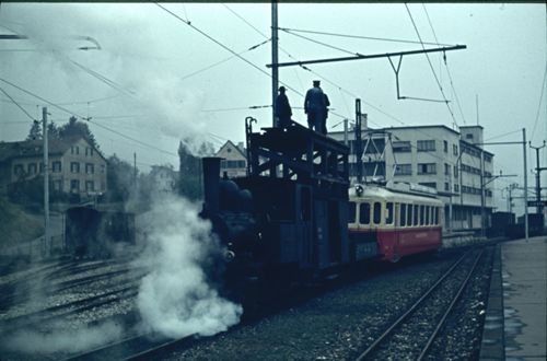 Fotografie, Waldenburgerbahn, Elektrifizierungsarbeiten im Bahnhof Liestal