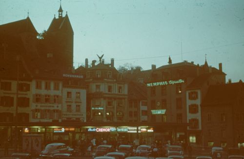 Fotografie, Basel, Abendstimmung am Barfüsserplatz