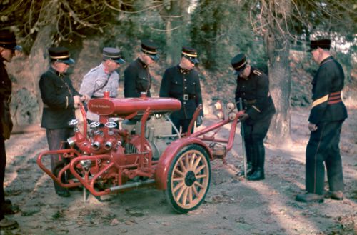 Fotografie, Liestal, Feuerwehr-Übung, Motorspritze