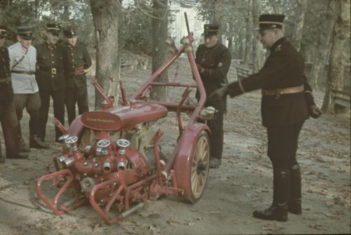 Fotografie, Liestal, Feuerwehr-Übung, Motorspritze