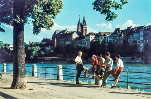 Fotografie, Basel, Unterer Rheinweg mit Münster