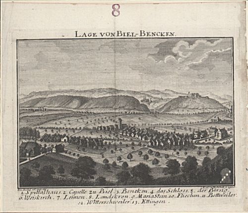 Büchel, Emanuel - Druckgrafik, Lage von Biel-Bencken.