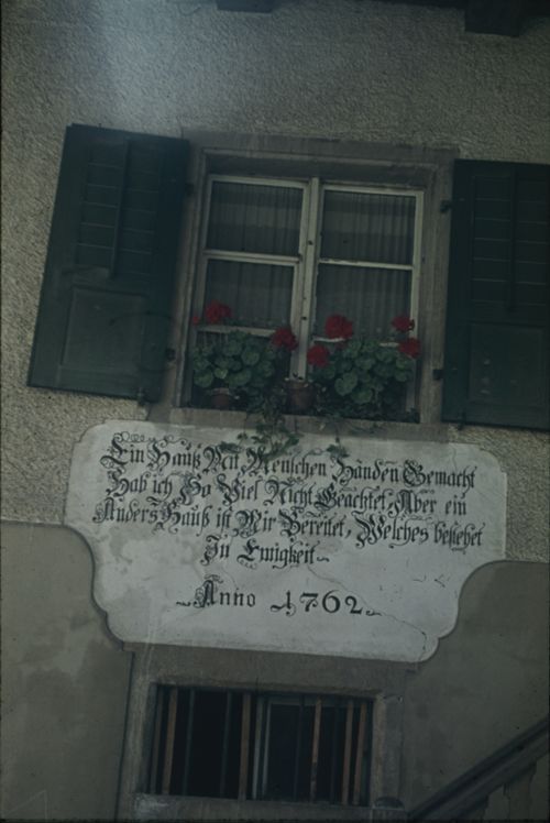 Fotografie, Hausinschrift 1762