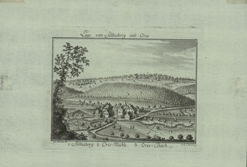Büchel, Emanuel - Druckgrafik, Lage von Selbisberg und Oris.