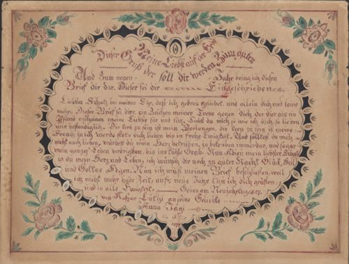 Bühler, Ueli - Malerei, Grafik, Neujahrswunsch und Hochzeitsandenken von Kaspar Lüthy für Anna Jäggi