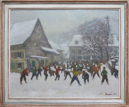 Pümpin, Fritz - Malerei, Schneeballschlacht