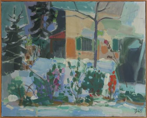 Düblin, Jacques - Malerei, Blumen im Schnee