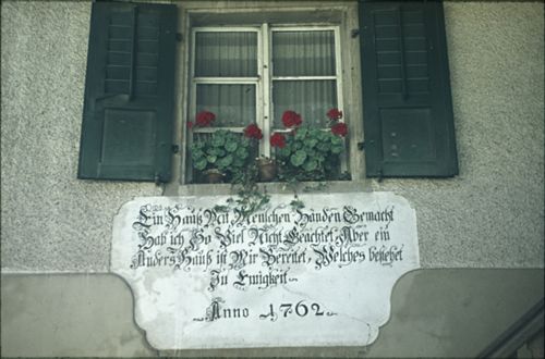Fotografie, Hausinschrift 1762