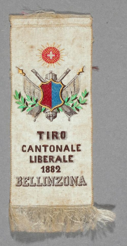 Seidenbild "Tiro cantonale liberale 1882 Bellinzona"