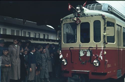 Fotografie, Elektrifizierungsfest der Waldenburgerbahn, Triebwagen Nr. 1