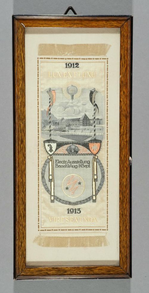 Seidenbild "Electr. Ausstellung Basel 1912-1913"