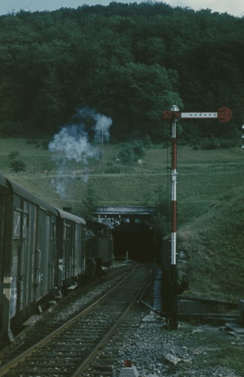 Fotografie, Läufelfingen, Dampfzug am Tunneleingang