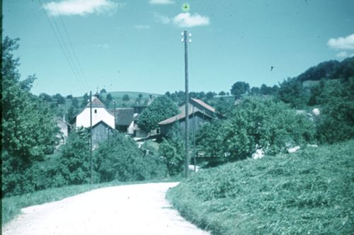 Fotografie, Nusshof, Dorfeingang von Hersberg her
