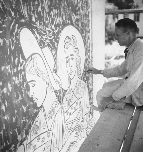 Fotografie, Oberdorf, Restaurierung Fresken ion der Kirche