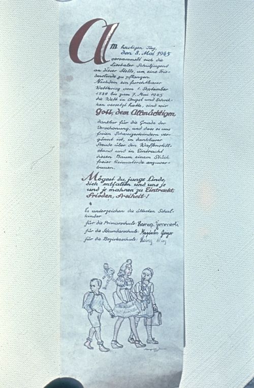 Fotografie, Liestal, Urkunde zur Friedenslinde