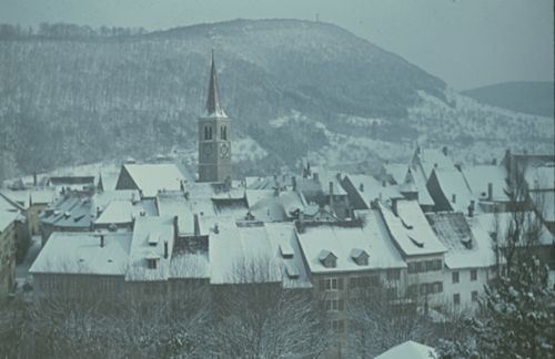 Fotografie, Liestal vom Gerichtsgebäude aus, Winter