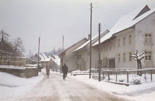 Fotografie, Ormalingen, Dorfstrasse im Winter